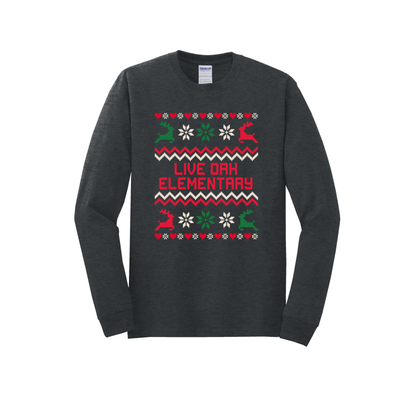 Live Oak Elementary Sweater- Red/Green (Shirt/Long Sleeve/Crewneck/Hoodie)