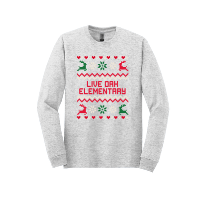 Live Oak Elementary Sweater- Red/Green (Shirt/Long Sleeve/Crewneck/Hoodie)