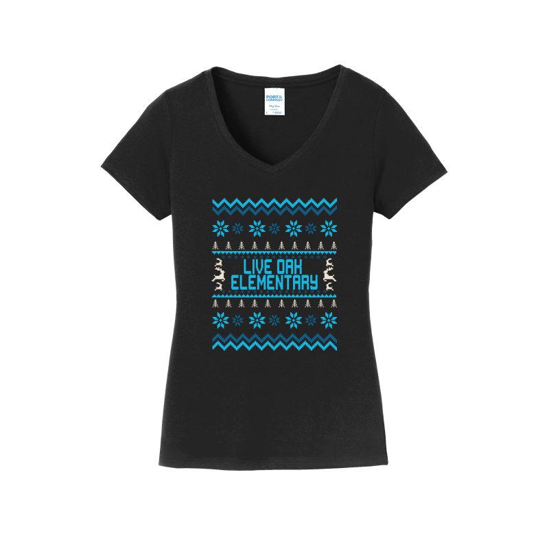 Live Oak Elementary Sweater-Blues-Women's V-Neck