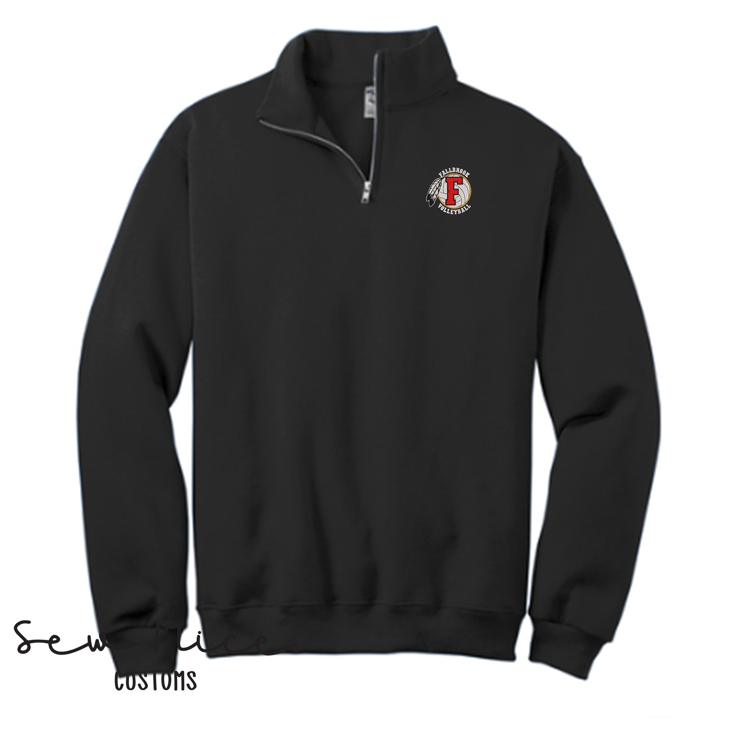 Embroidered FHS Volleyball Logo - Unisex Adult/Youth 1/4 Zip Sweatshirt
