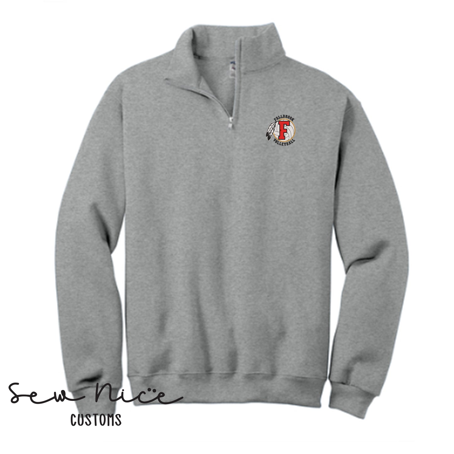 Embroidered FHS Volleyball Logo - Unisex Adult/Youth 1/4 Zip Sweatshirt