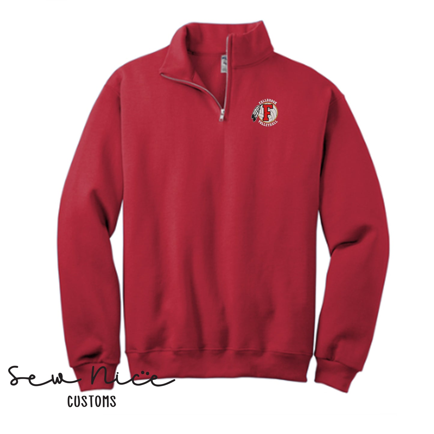 Embroidered FHS Volleyball Logo - Unisex Adult/Youth 1/4 Zip Sweatshirt