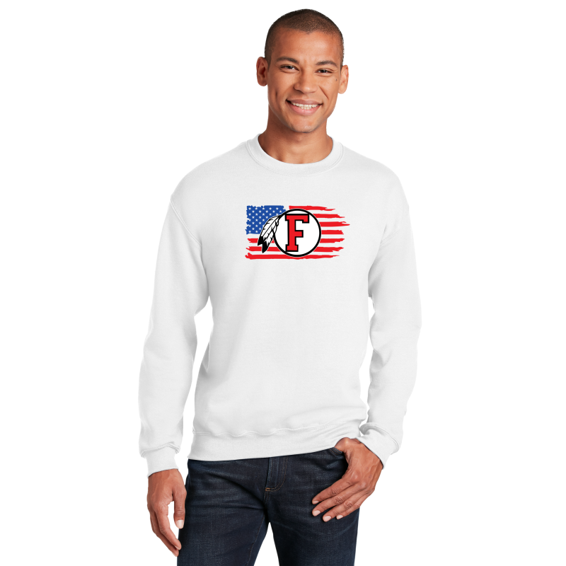 American Flag- Dreamcatcher- FRONT ONLY- ADULT Crewneck Sweatshirt