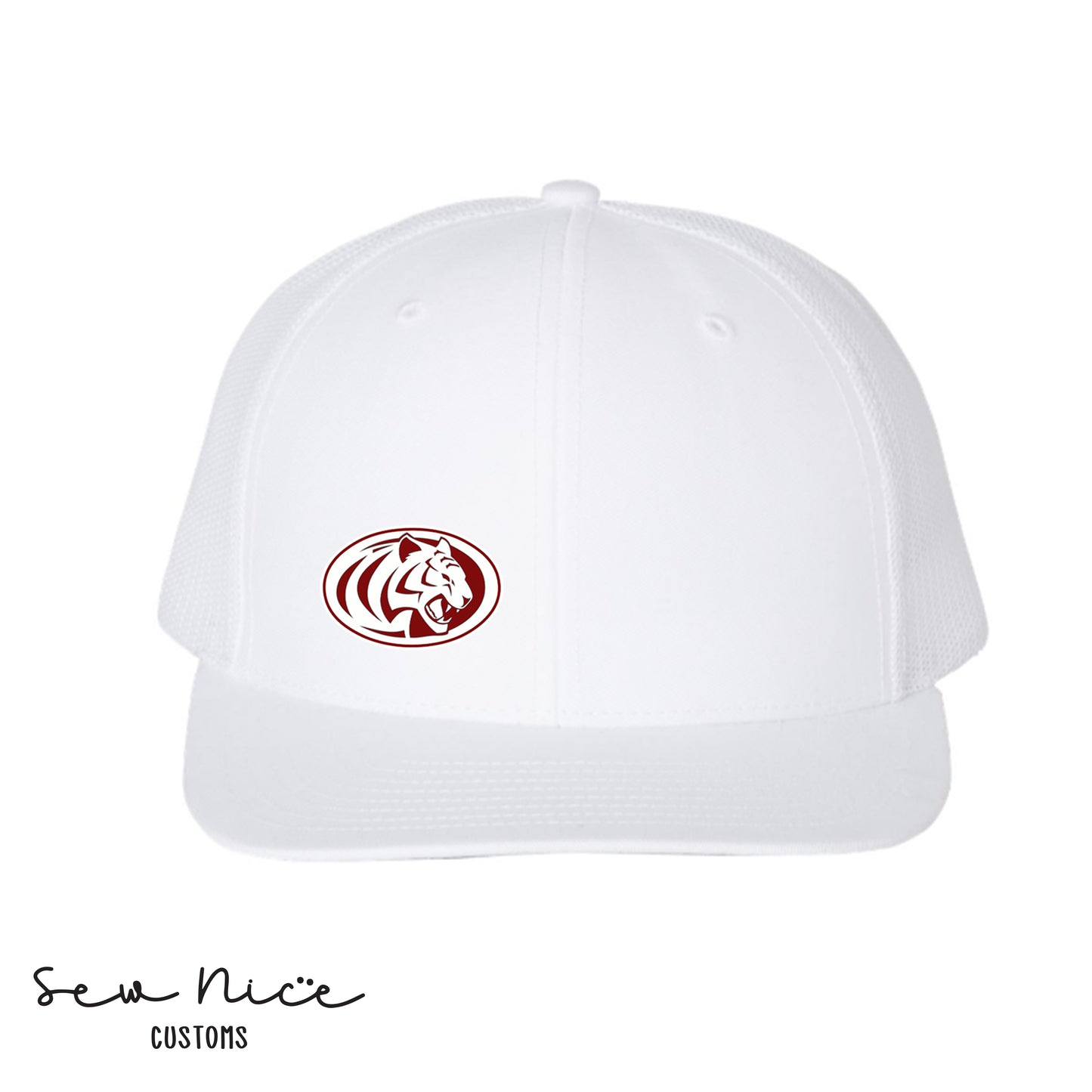 Embroidered White Tiger Trucker Hat