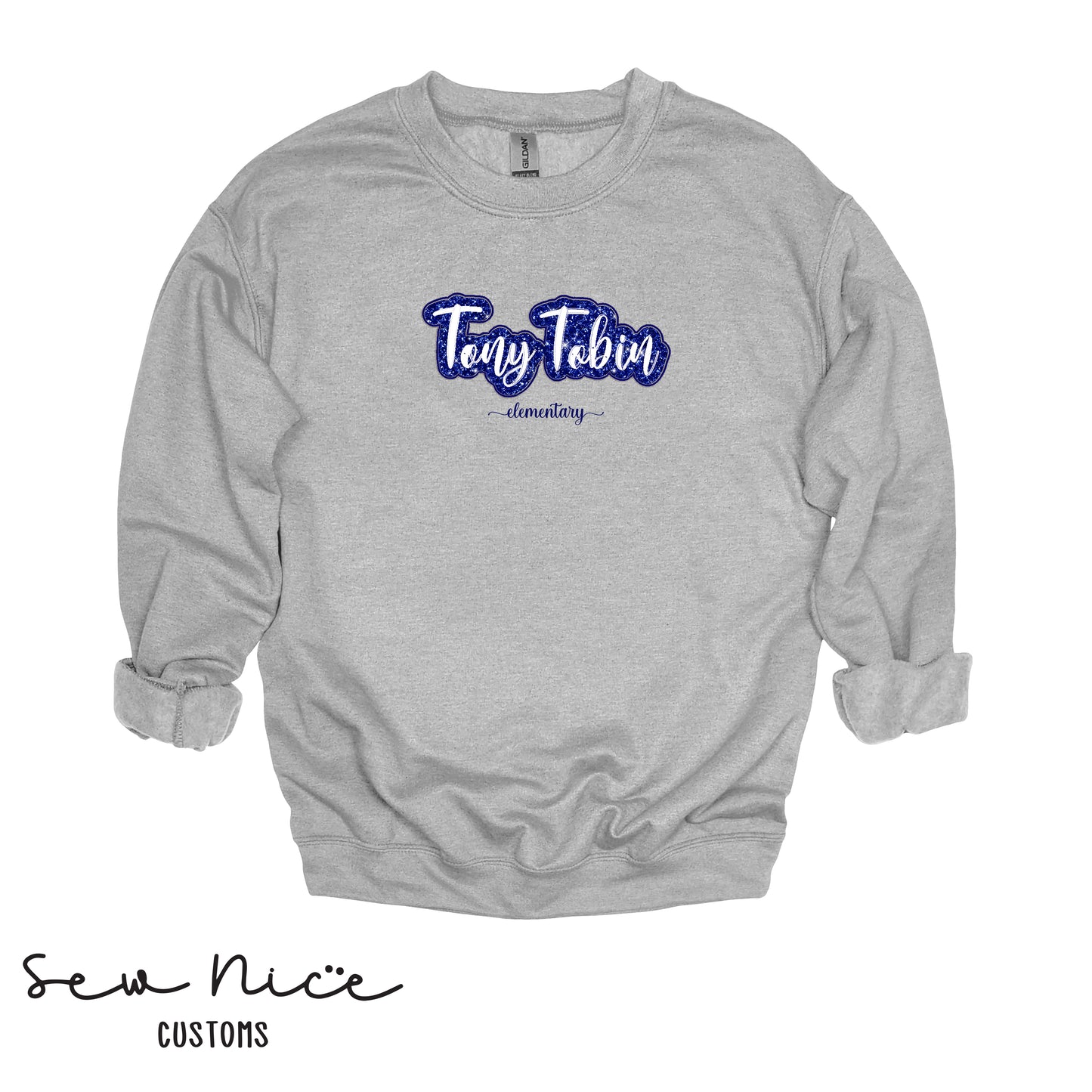 Glitter Embroidered Applique Tony Tobin- Unisex Adult Crewneck Sweatshirt