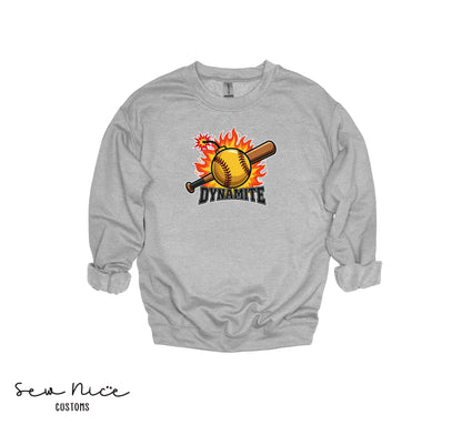 ADULT Dynamite Softball- Shirt, Long Sleeve, Crewneck, Hoodie