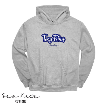 Glitter Embroidered Applique Tony Tobin- Unisex Adult Hoodie