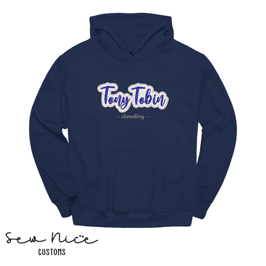 Glitter Embroidered Applique Tony Tobin- Unisex Adult Hoodie