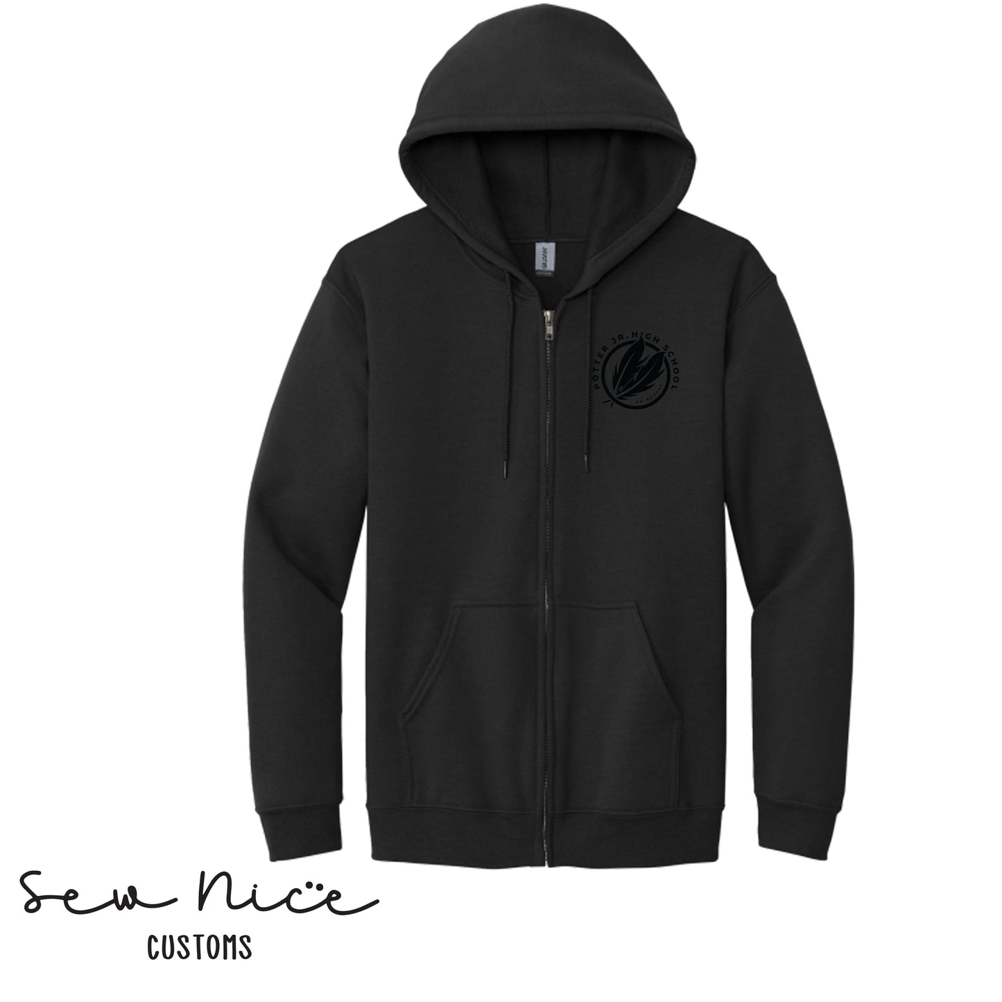 Potter Monochromatic Embroidered Design- Unisex Adult/Youth Full Zip Hoodie