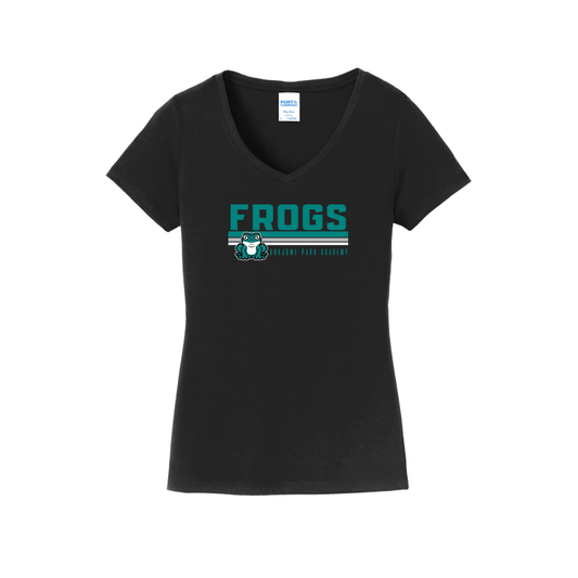 Stripe Frogs Design- Women's V-Neck