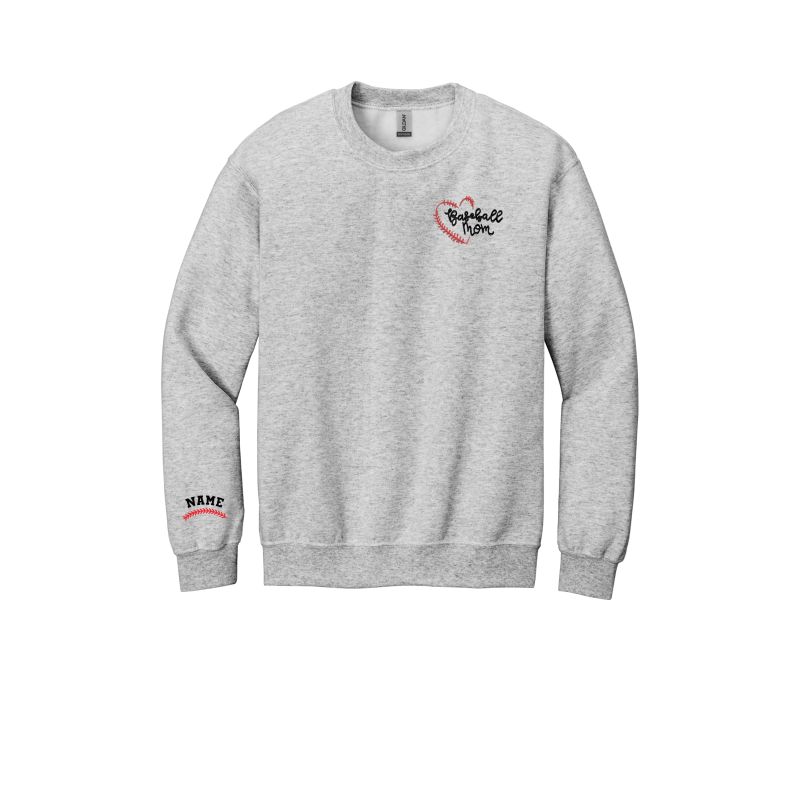 Custom SP Embroidered Baseball Seam Heart Crewneck