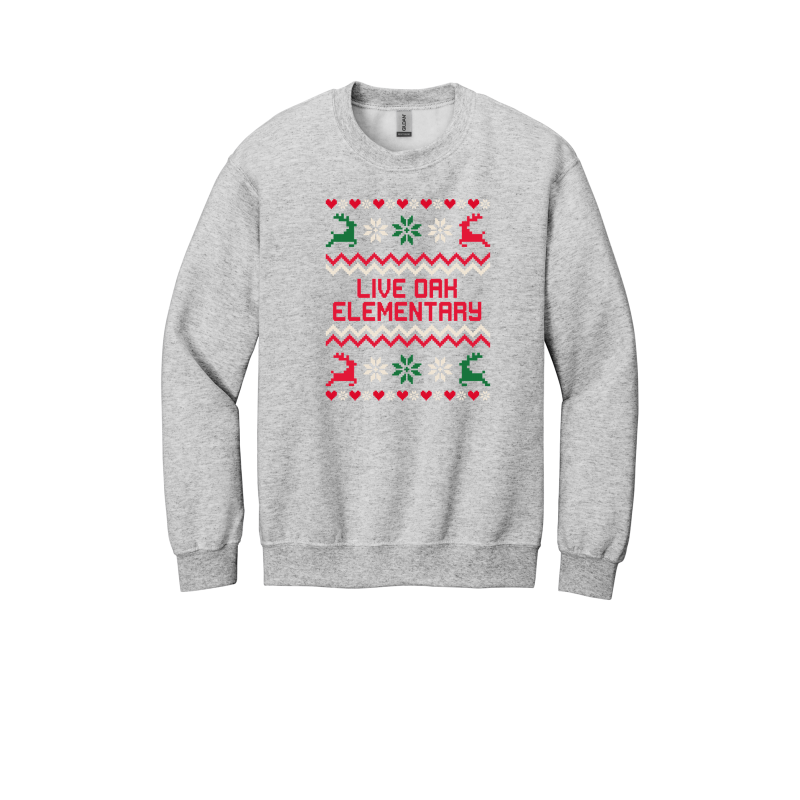 Live Oak Elementary Sweater- Red/Green (Shirt/Long Sleeve/Crewneck/Hoodie)