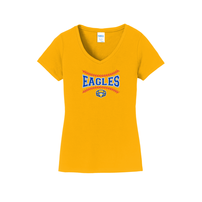 SP Eagles Baseball Seams Women's V-Neck Shirt