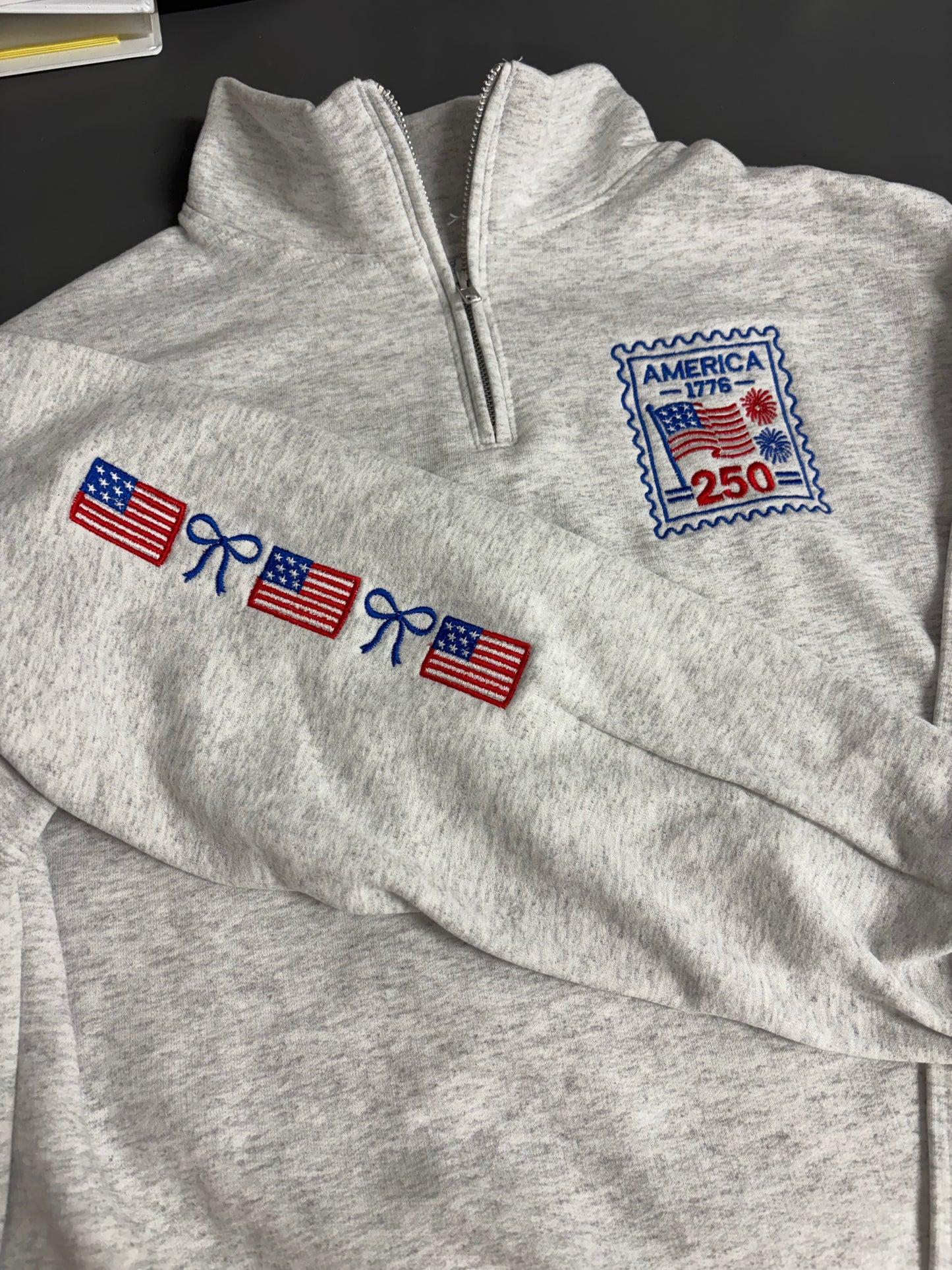 Embroidered 250 American Flag Stamp Sweatshirt