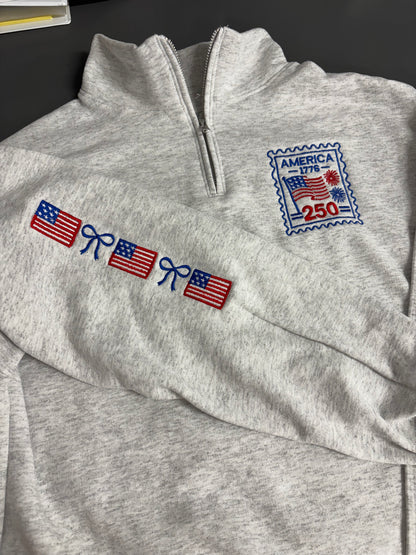 Embroidered 250 American Flag Stamp Sweatshirt