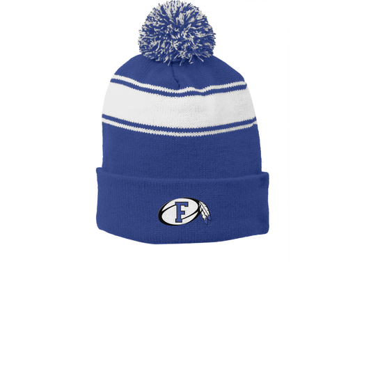 Rugby Embroidered Two-Tone Pom Beanie