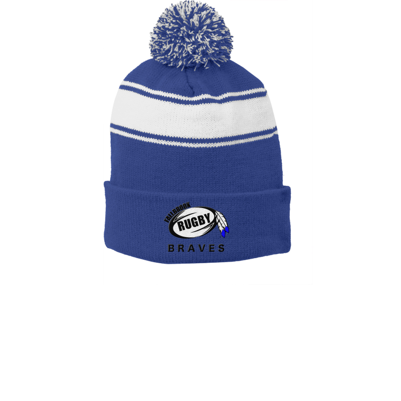 Rugby Embroidered Two-Tone Pom Beanie