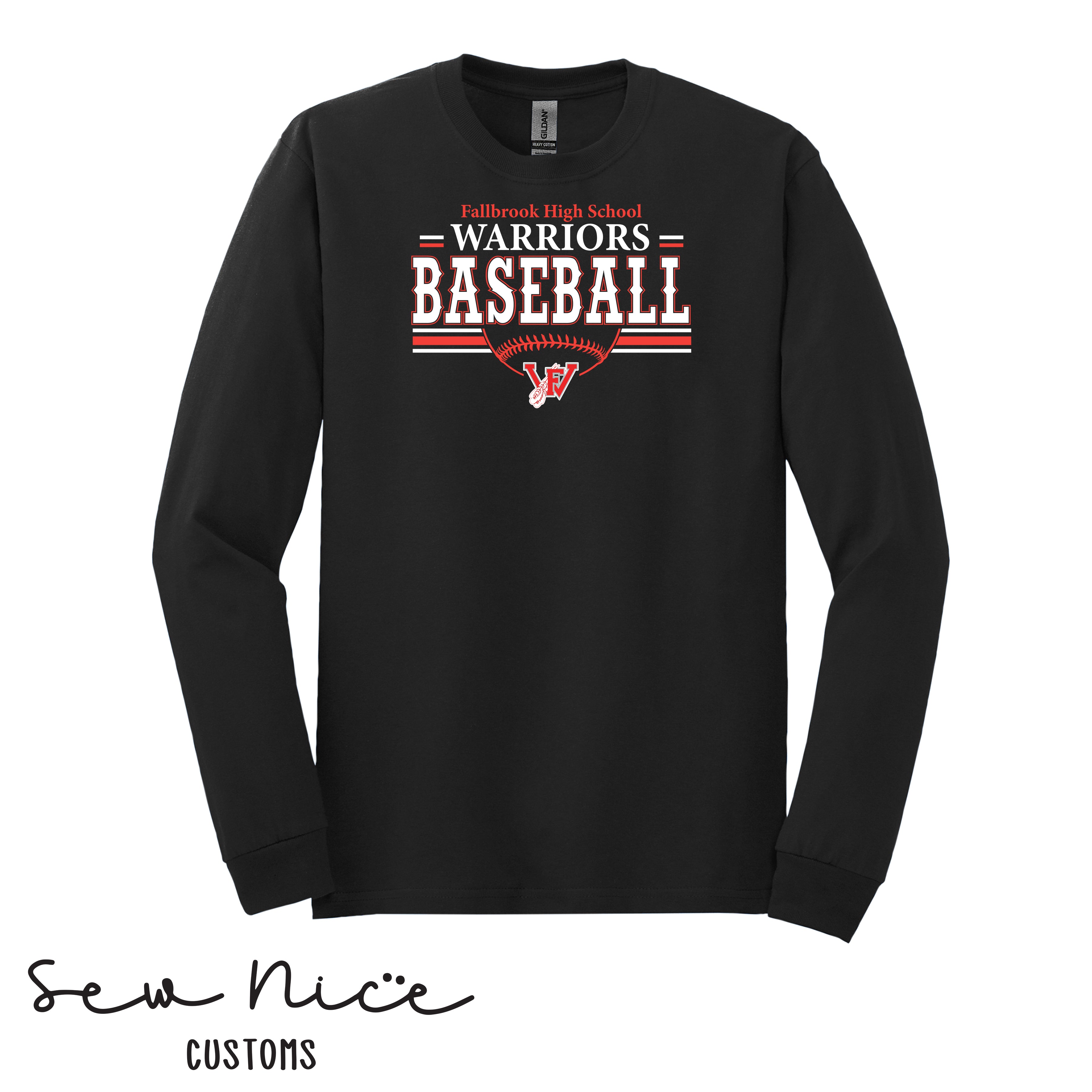 Fallbrook Warriors Baseball Long Sleeve – Sew Nice Customs