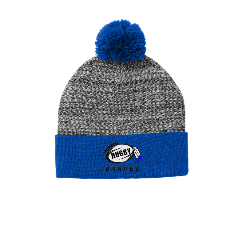 Rugby Embroidered Heathered Pom Beanie