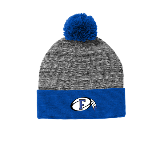 Rugby Embroidered Heathered Pom Beanie