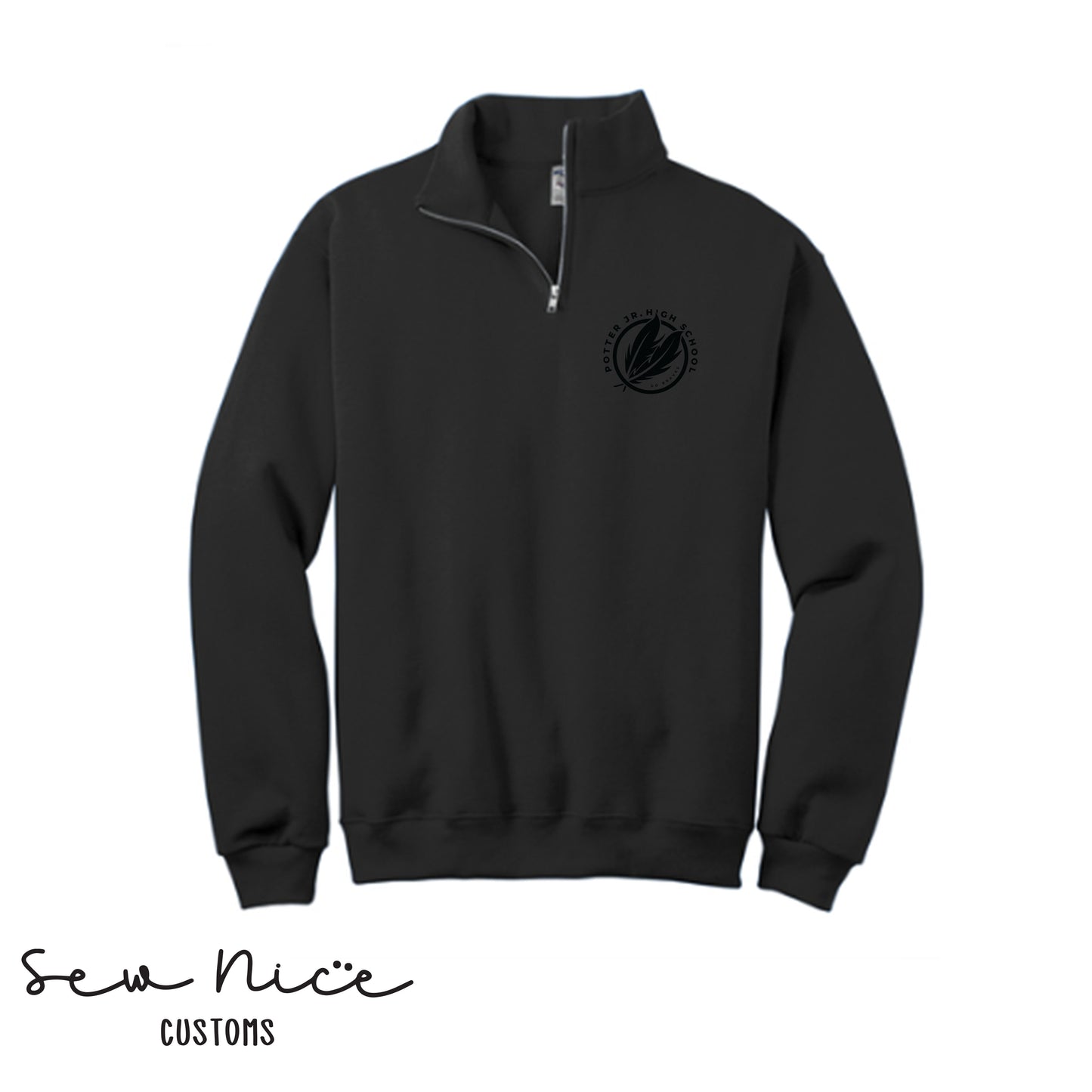 Potter Monochromatic Embroidered Design- Unisex Adult  1/4 Zip Sweatshirt