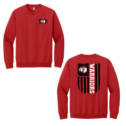 American Flag - Warriors - FRONT/BACK YOUTH Crewneck Sweatshirt