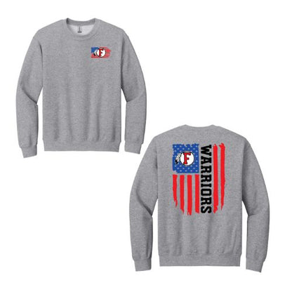 American Flag - Warriors - FRONT/BACK YOUTH Crewneck Sweatshirt