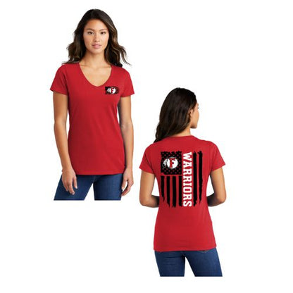 American Flag - Warriors - Women's V-Neck