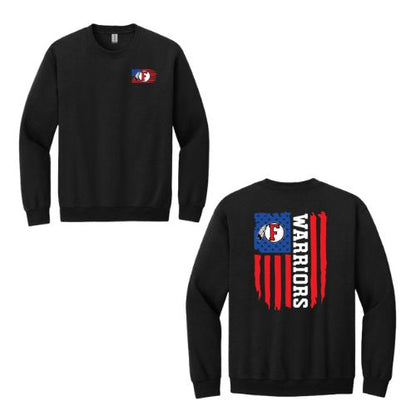 American Flag - Warriors - FRONT/BACK YOUTH Crewneck Sweatshirt