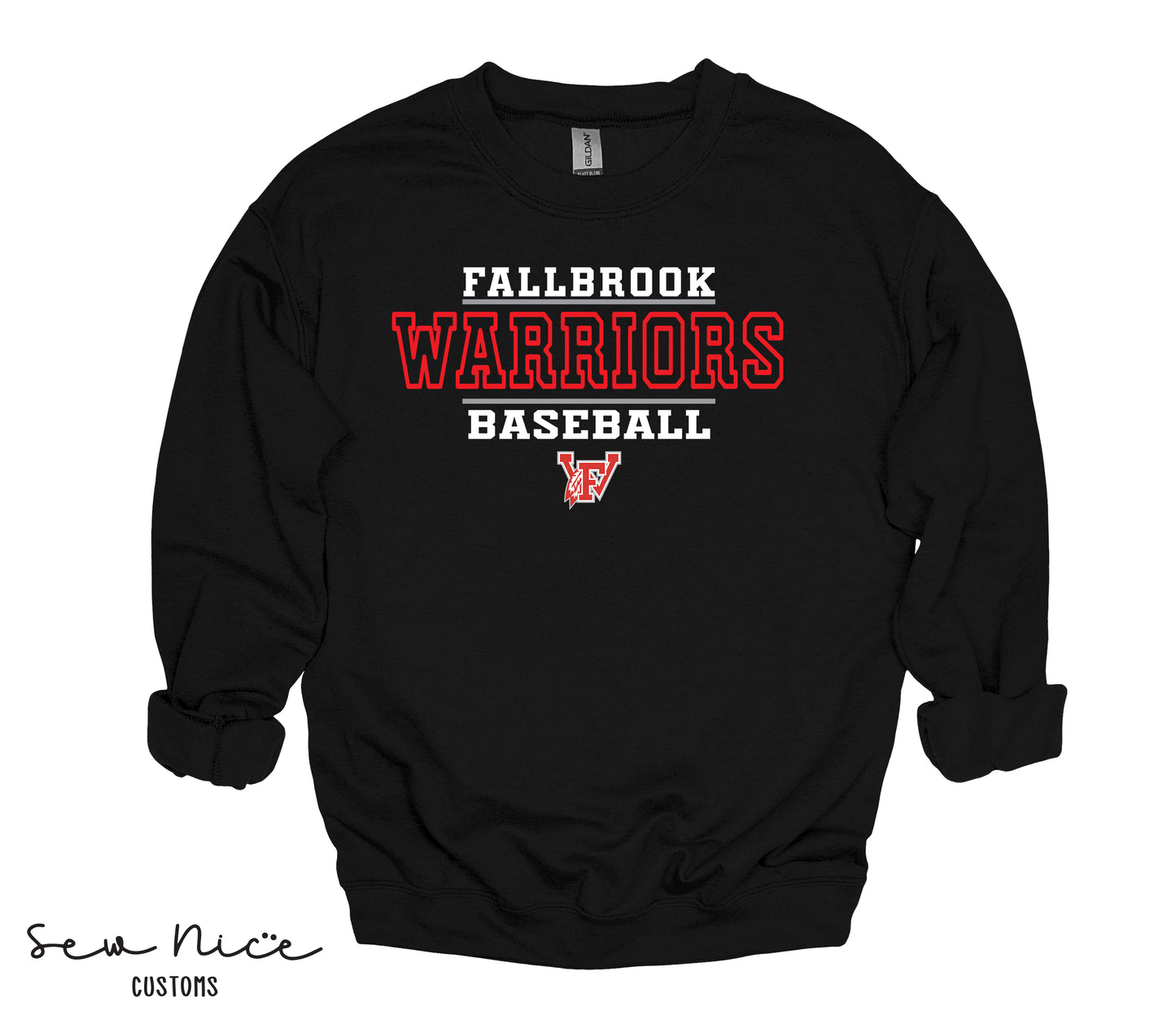 Fallbrook 12u Warriors Baseball- Unisex Adult/Youth Crewneck Sweatshirt