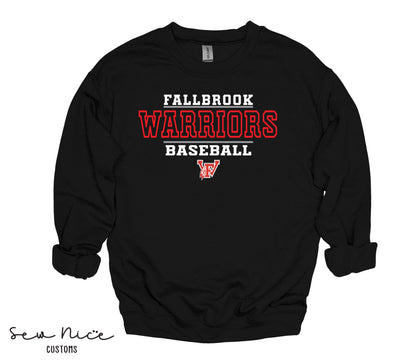 Fallbrook 12u Warriors Baseball- Unisex Adult/Youth Crewneck Sweatshirt