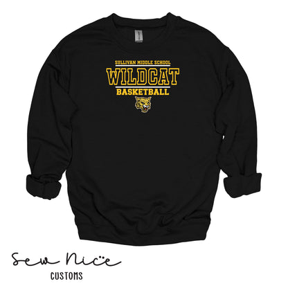 Wildcat Basketball Mascot Logo-Crewneck Sweatshirt