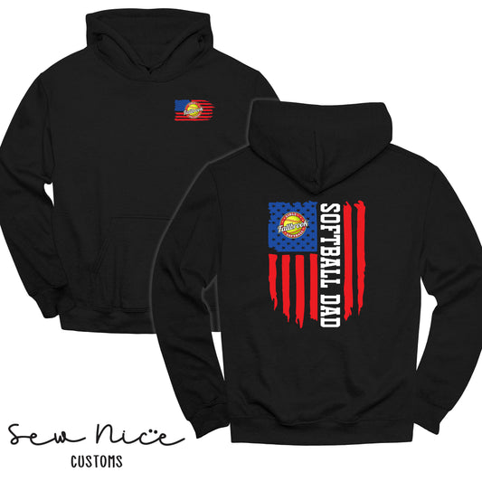 American Flag Softball (Mom-Dad) Design- Unisex Hoodie