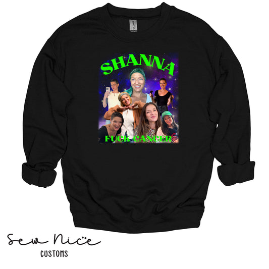 Shanna F*@k Cancer Collage Unisex Adult Crewneck Sweatshirt