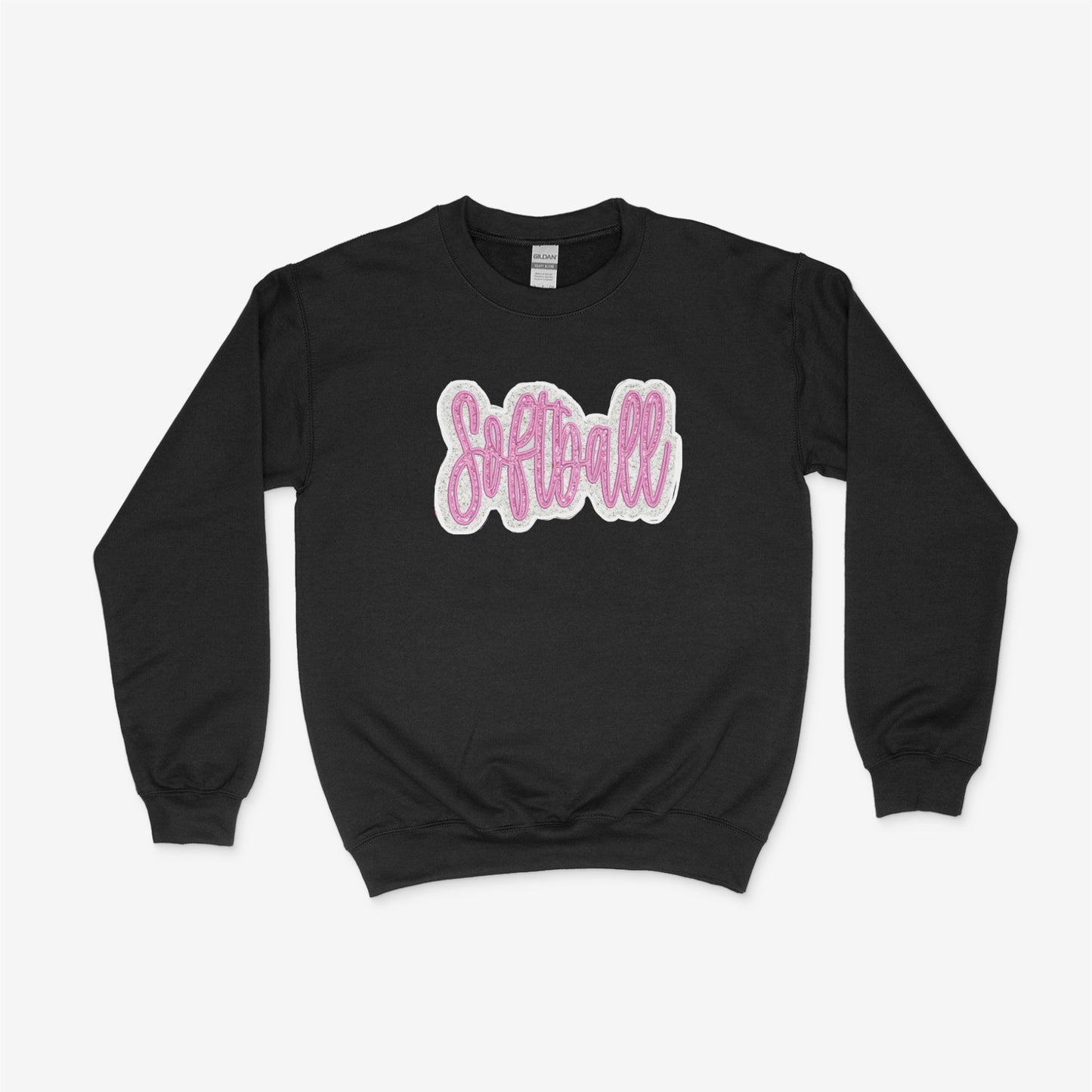 Boujee Softball Glitter Applique -Unisex Adult/Youth Crewneck Sweatshirt
