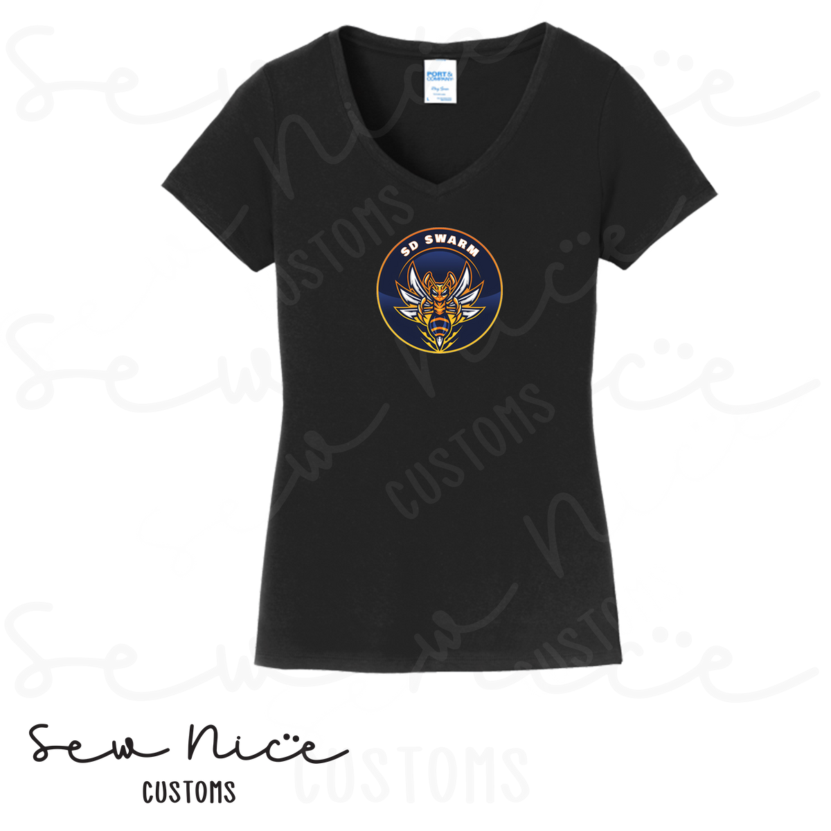 SD SWARM Baseball- Ladies V-Neck Shirt