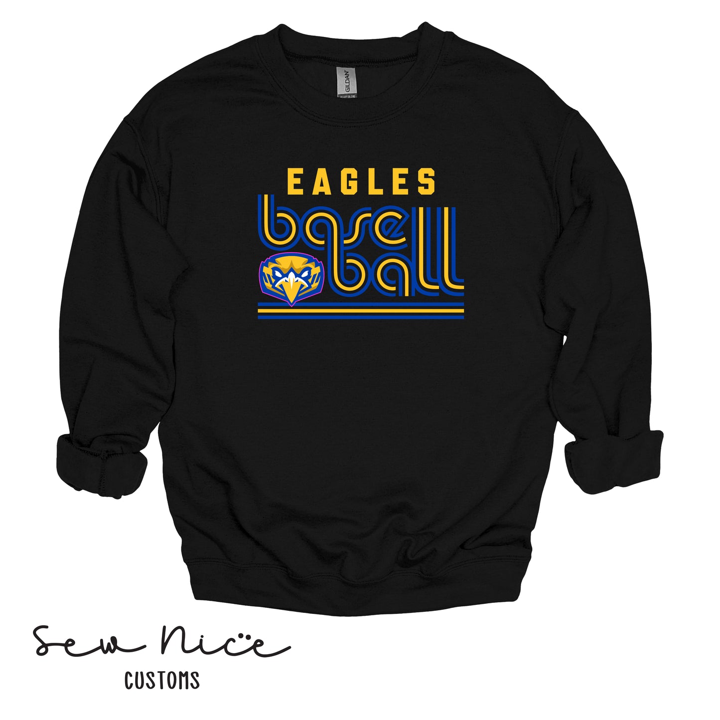 Retro Eagles Baseball- Unisex Adult/Youth Crewneck Sweatshirt