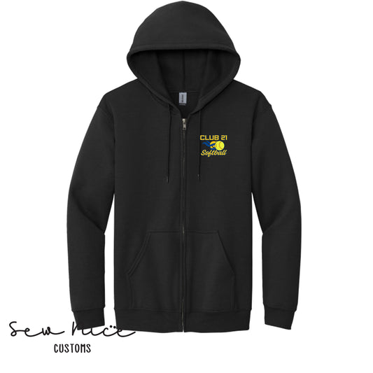 Club 21 Softball- Unisex Adult/Youth Full Zip Hoodie