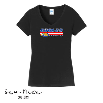 SP American Flag Eagles- Ladies V-Neck Shirt