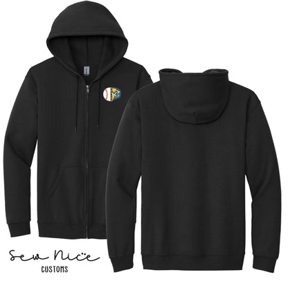 Split Baseball & Eagles Face- Unisex Adult/Youth Full Zip Hoodie