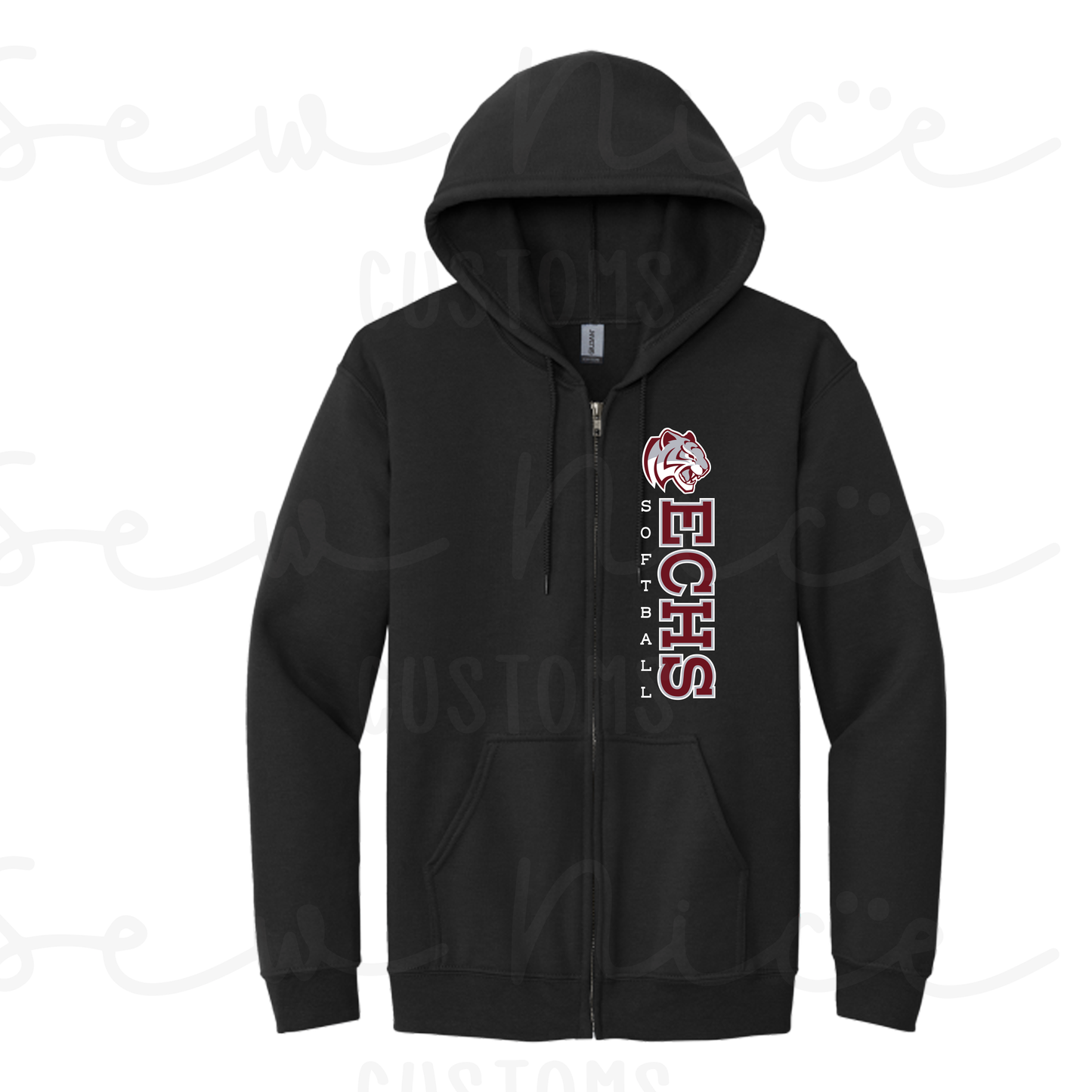 ECHS Softball- Unisex Adult/Youth Full Zip Hoodie