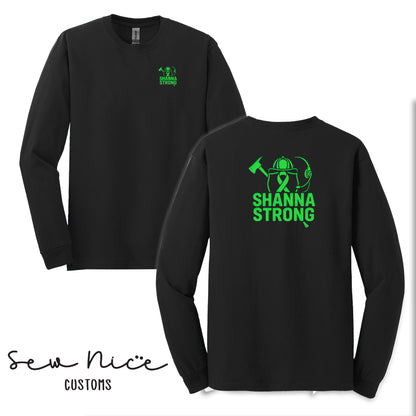 Shanna Strong Unisex Adult/Youth Long Sleeve Shirt -Left Chest/Back Designs