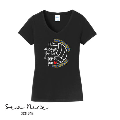SP Volleyball Biggest Fan Ladies V-Neck Shirt