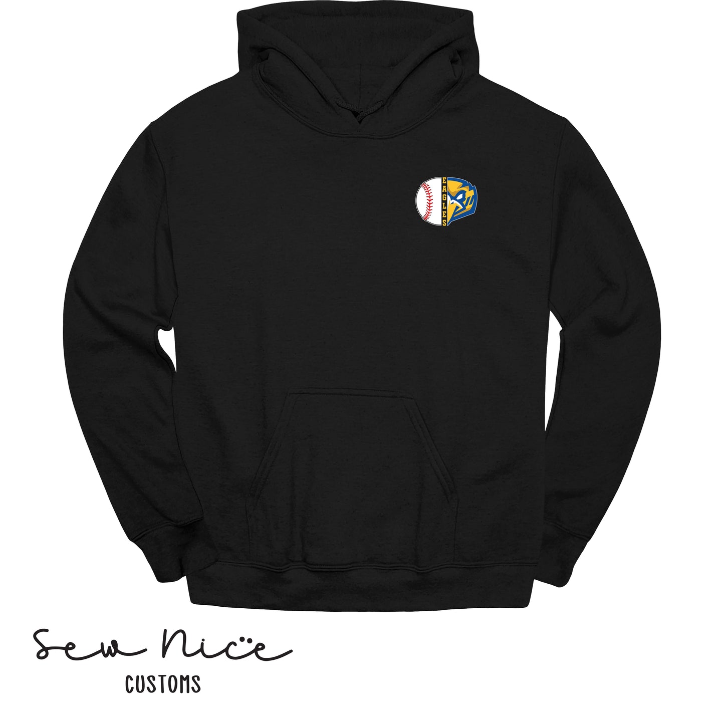 Split Baseball & Eagles Face- Unisex Adult/Youth Hoodie