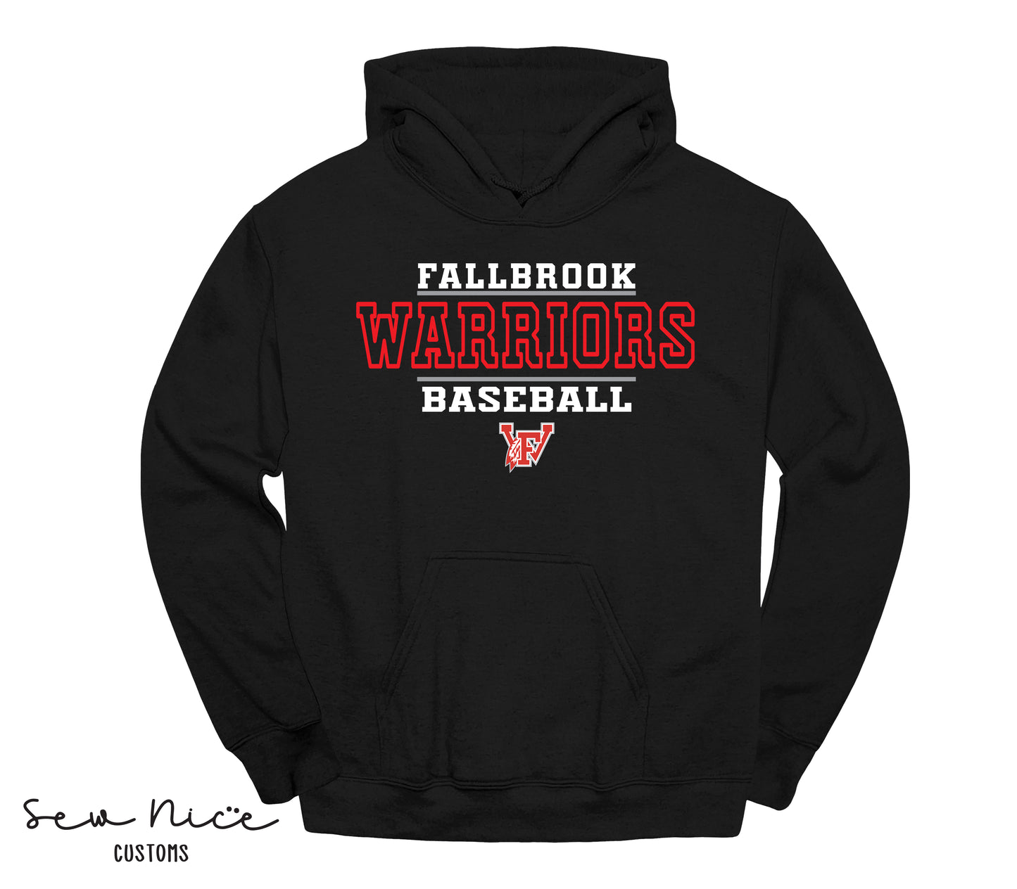 Fallbrook 12u Warriors Baseball- Unisex Adult/Youth Hoodie