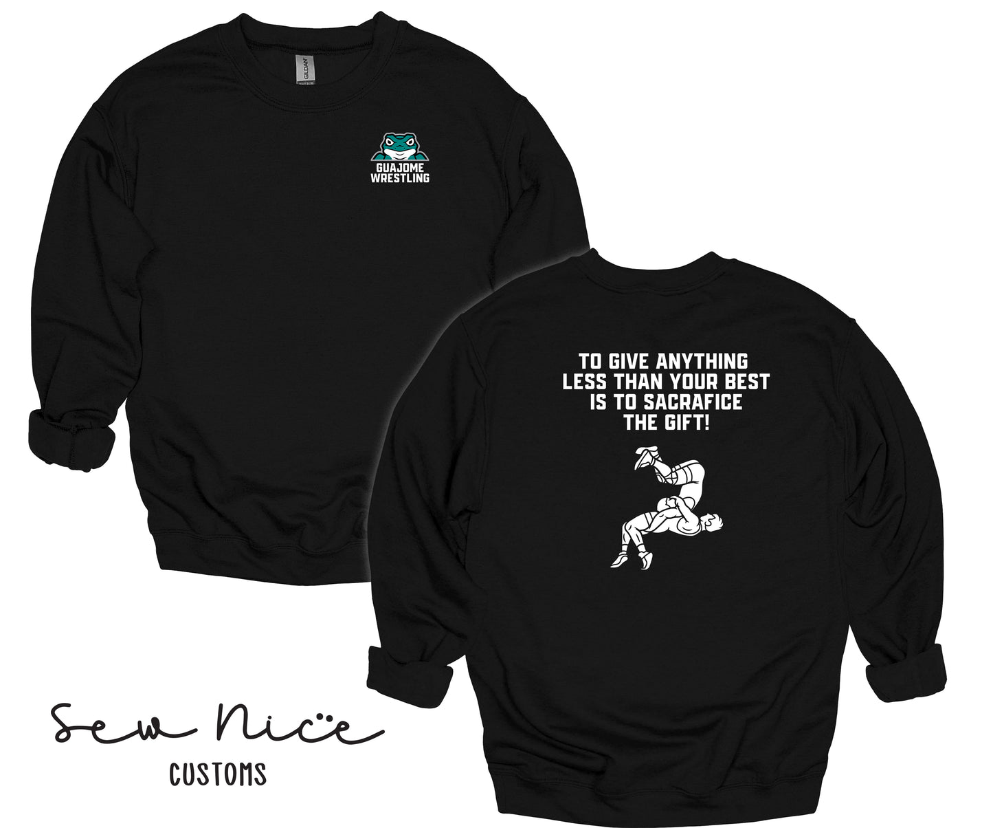 Guajome Wrestling Quote Design- Unisex Adult/Youth Crewneck Sweatshirt