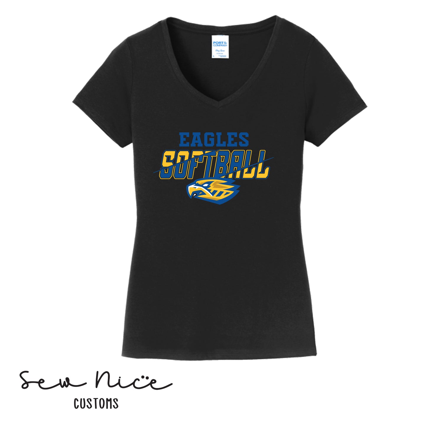 Eagles Slash Softball- Ladies V-Neck Shirt