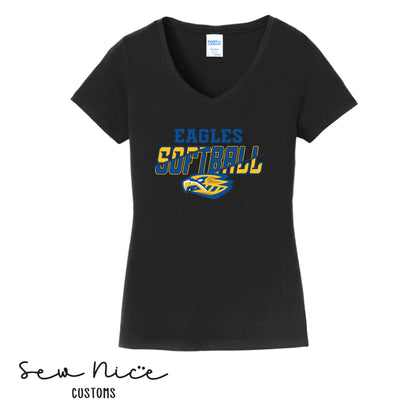 Eagles Slash Softball- Ladies V-Neck Shirt