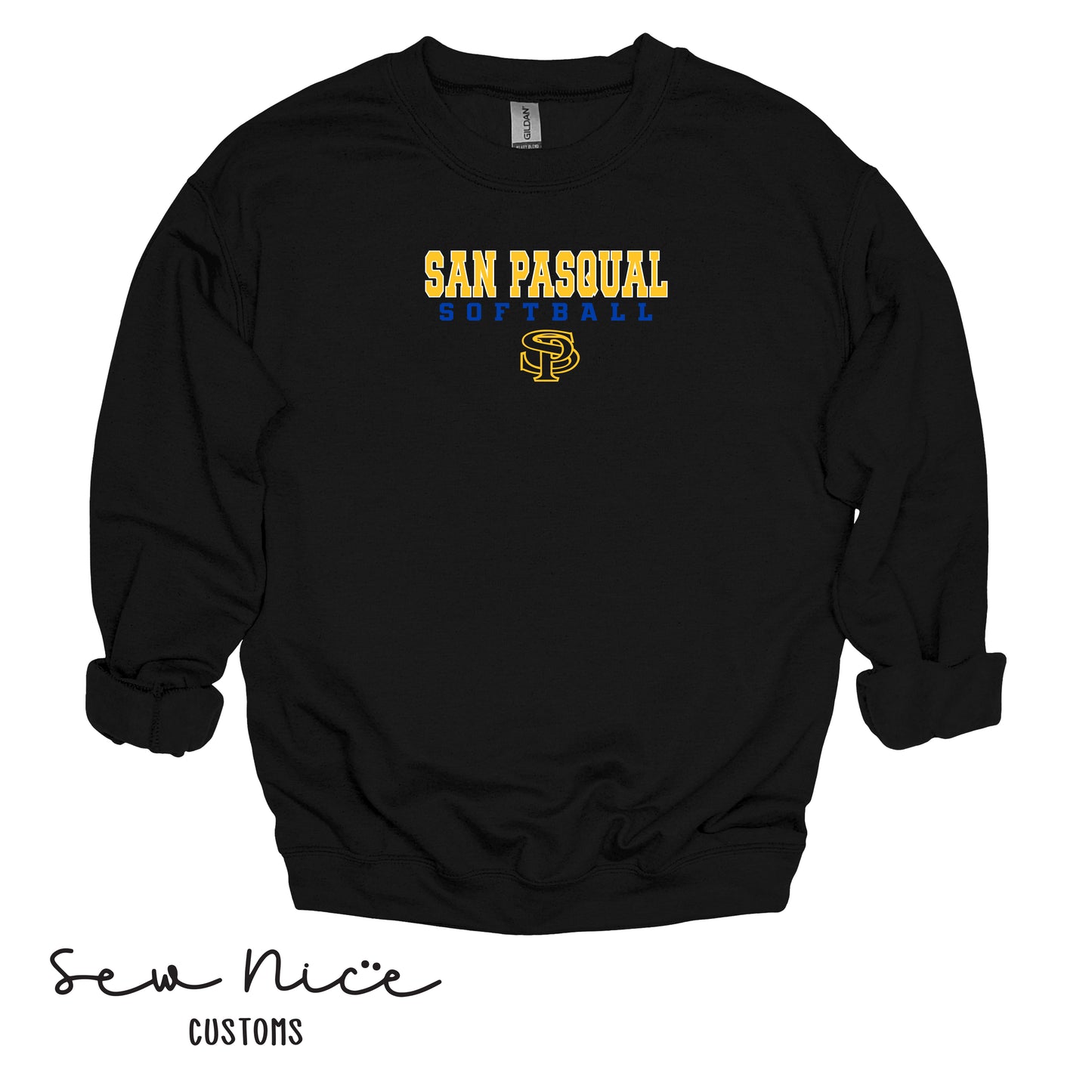 San Pasqual Softball Outline- Unisex Adult/Youth Crewneck