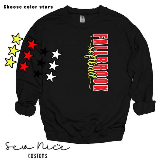 Fallbrook Softball Side Design- Unisex Crewneck Sweatshirt